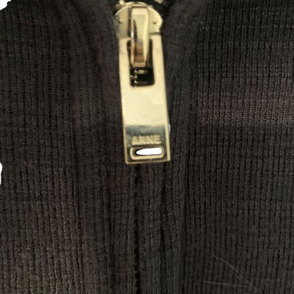 Arne Mens Navy Blue Quarter Zip Textured Polo Shirt Minimalist Preppy S Vacation - Picture 2 of 6